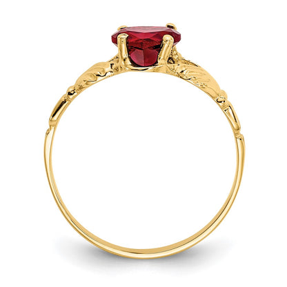 10k January Dark Red Birthstone Claddagh Ring