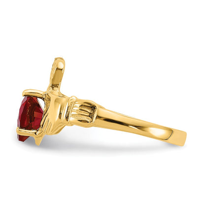 10k January Dark Red Birthstone Claddagh Ring