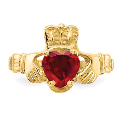 10k January Dark Red Birthstone Claddagh Ring