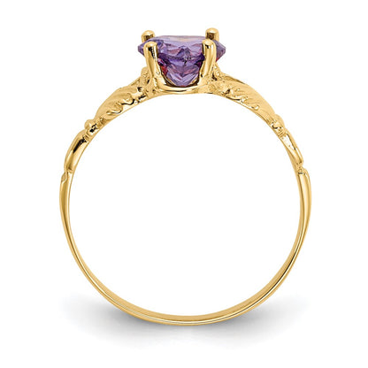 10k February Purple Birthstone Claddagh Ring