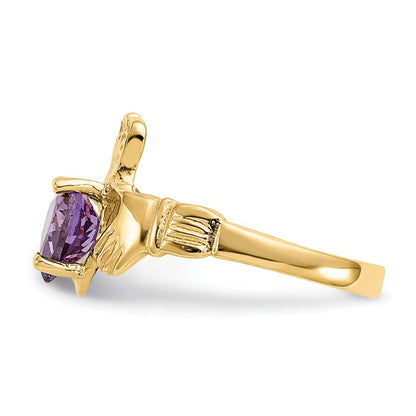 10k February Purple Birthstone Claddagh Ring