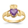 10k February Purple Birthstone Claddagh Ring