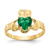 10k May Green Birthstone Claddagh Ring