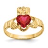 10k July Red Birthstone Claddagh Ring