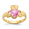 10k October Pink Birthstone Claddagh Ring