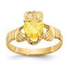 10k November Yellow Birthstone Claddagh Ring