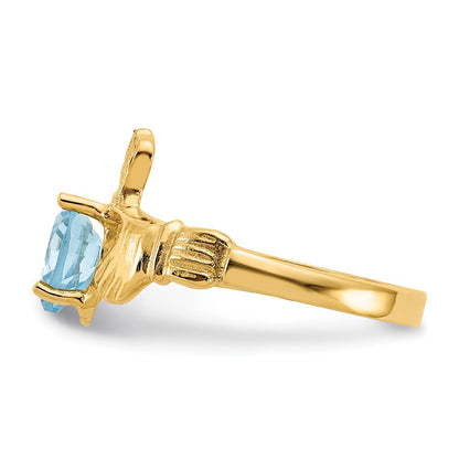 10k December Blue Birthstone Claddagh Ring