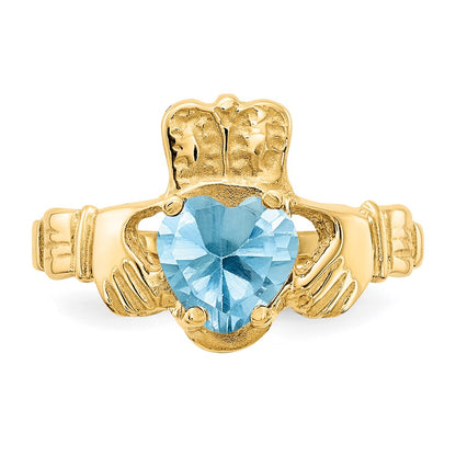 10k December Blue Birthstone Claddagh Ring