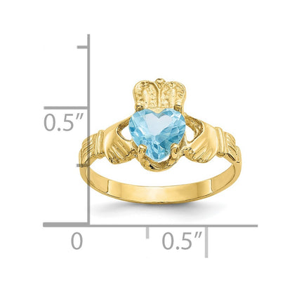10k December Blue Birthstone Claddagh Ring