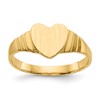 10K Satin 7.0x6.5mm Heart Size 3.5 Closed Back Baby / Childs Signet Ring