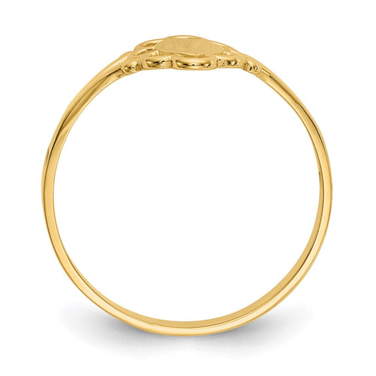 10K Polished Center Filigree Oval Size 4.5 Baby / Childs Signet Ring
