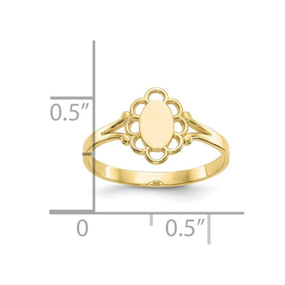 10K Polished Center Filigree Oval Size 4.5 Baby / Childs Signet Ring