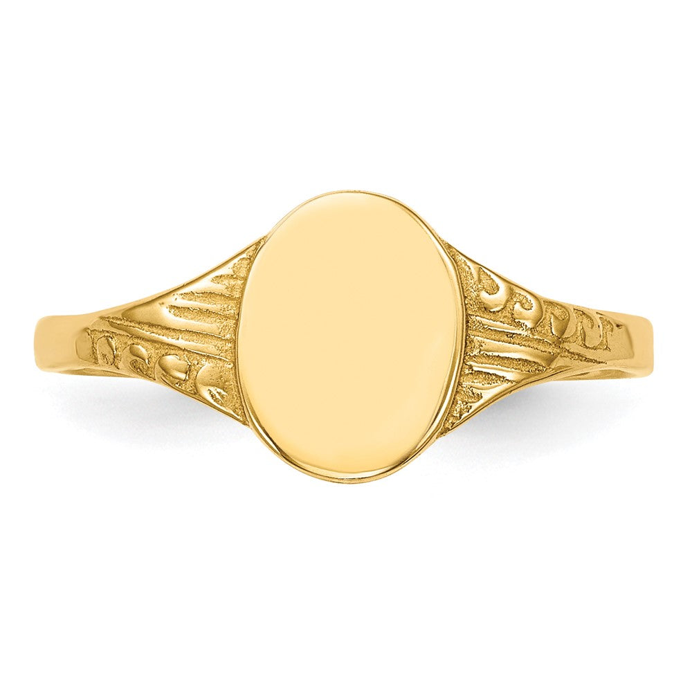 10K Polished Oval Size 2.25 Baby / Childs Signet Ring
