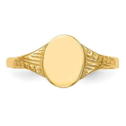 10K Polished Oval Size 2.25 Baby / Childs Signet Ring