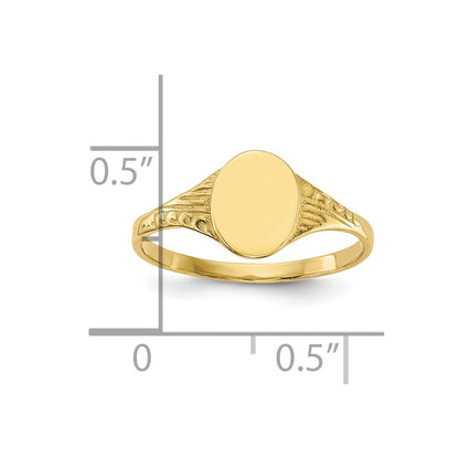 10K Polished Oval Size 2.25 Baby / Childs Signet Ring