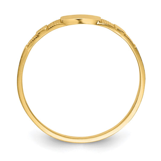10K Polished 4.5x3.5mm Square Size 2 Closed Back Baby Signet Ring