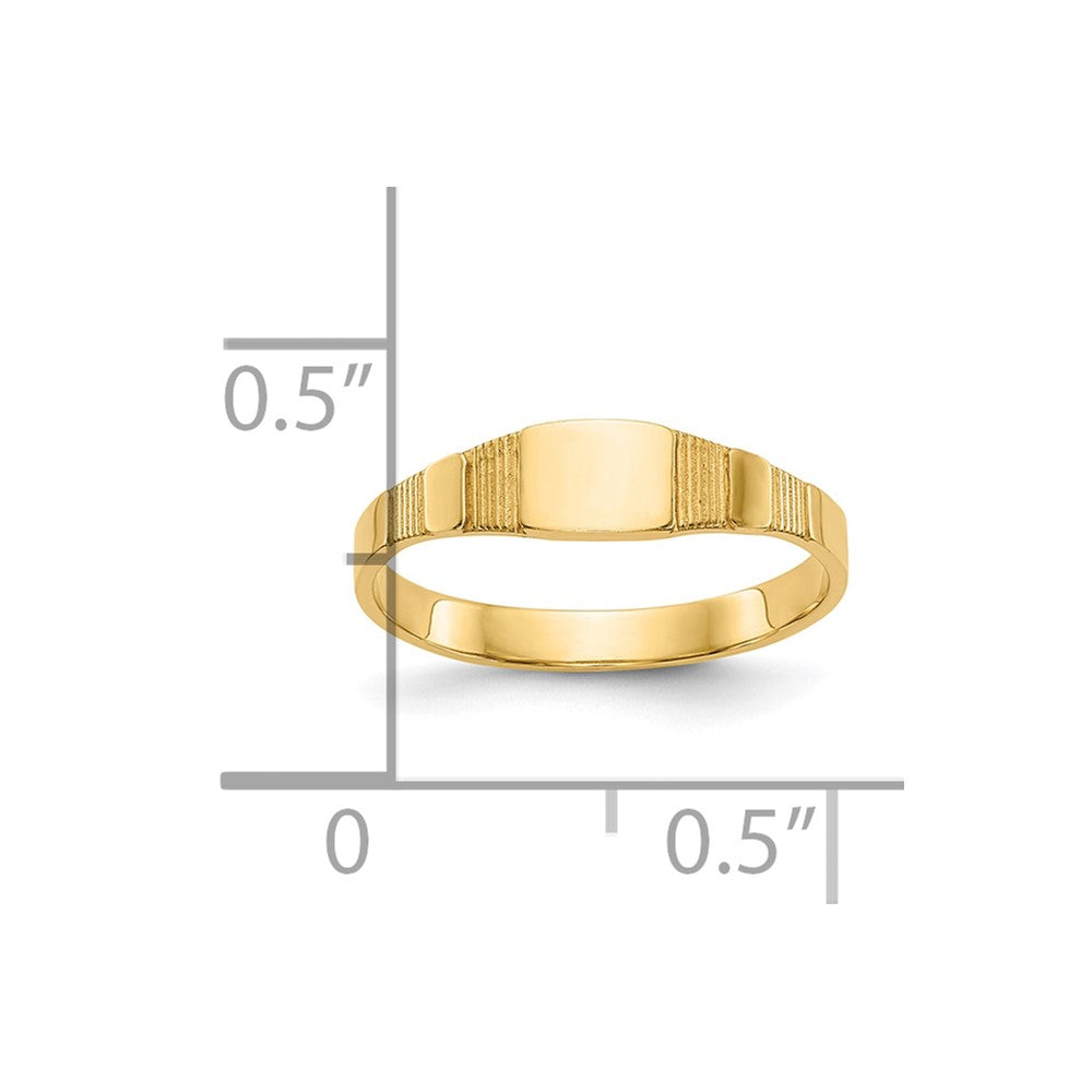10K Polished 4.5x3.5mm Square Size 2 Closed Back Baby Signet Ring
