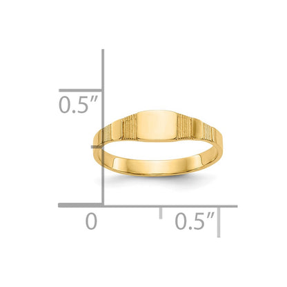 10K Polished 4.5x3.5mm Square Size 2 Closed Back Baby Signet Ring
