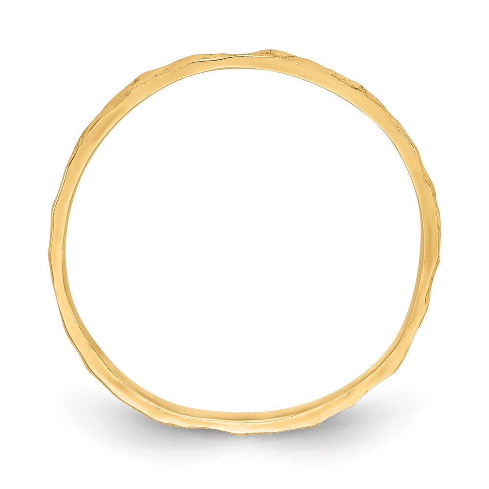 10K Diamond-cut Zig-Zag Design 1mm Flat Band Size 3 Baby / Childs Ring