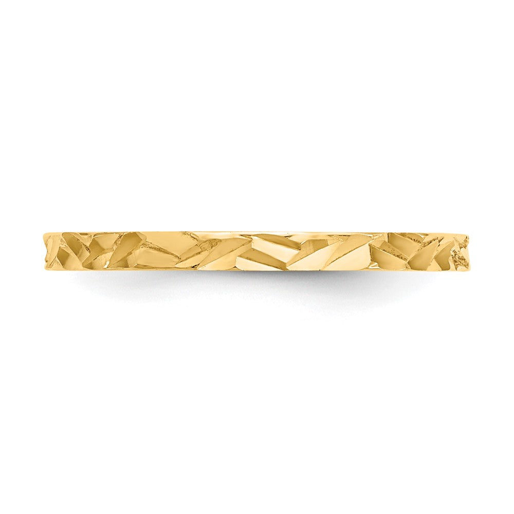 10K Diamond-cut Zig-Zag Design 1mm Flat Band Size 3 Baby / Childs Ring
