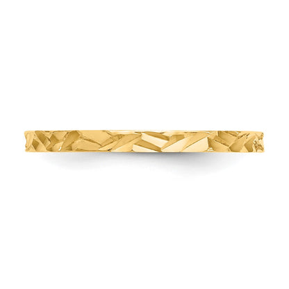 10K Diamond-cut Zig-Zag Design 1mm Flat Band Size 3 Baby / Childs Ring