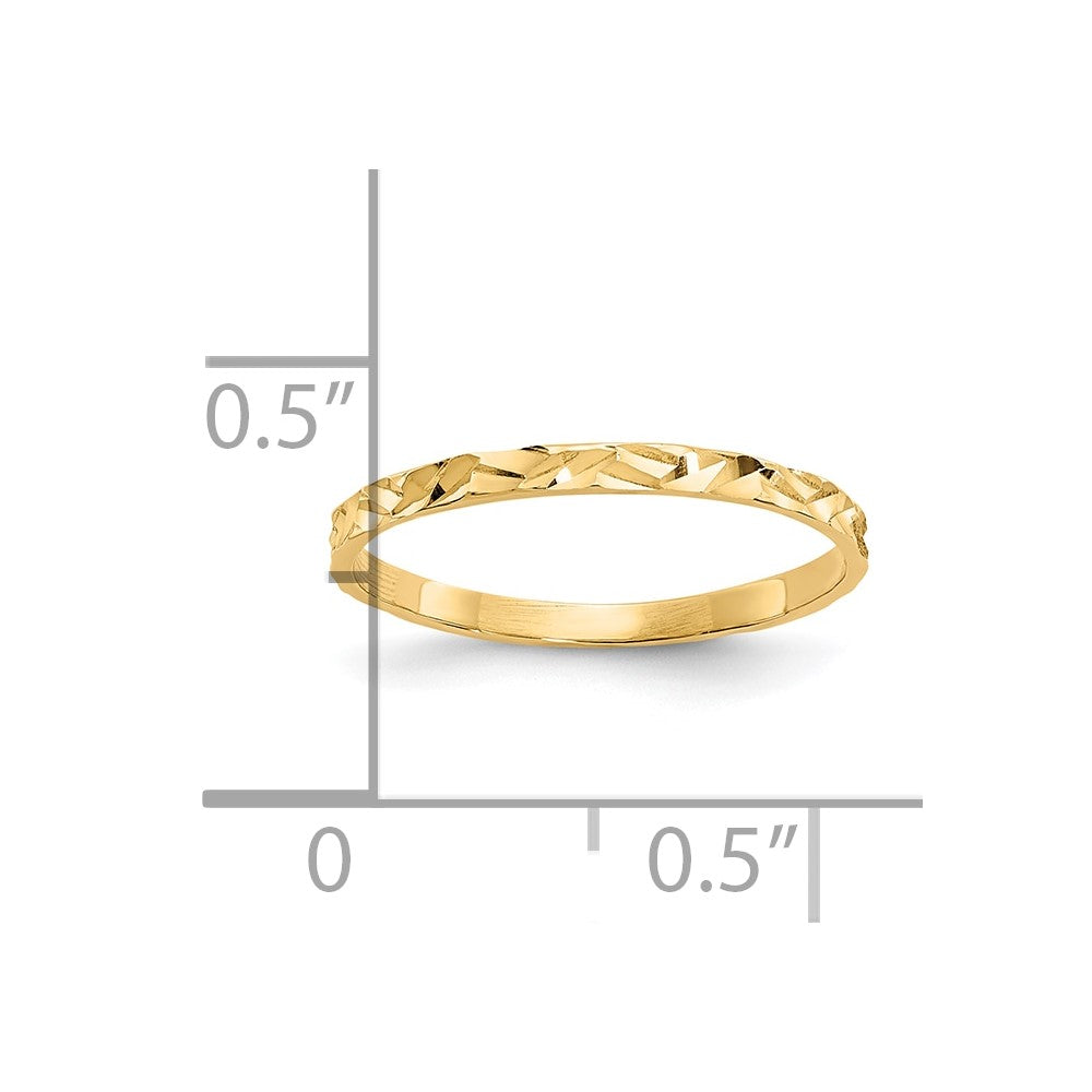 10K Diamond-cut Zig-Zag Design 1mm Flat Band Size 3 Baby / Childs Ring
