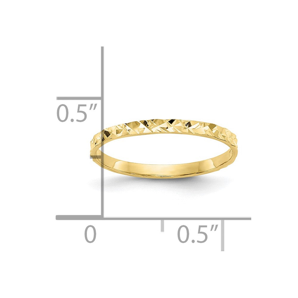 10K Diamond-cut Design 1mm Flat Band Size 3 Baby / Childs Ring