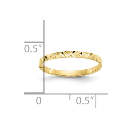 10K Diamond-cut Design 1mm Flat Band Size 3 Baby / Childs Ring