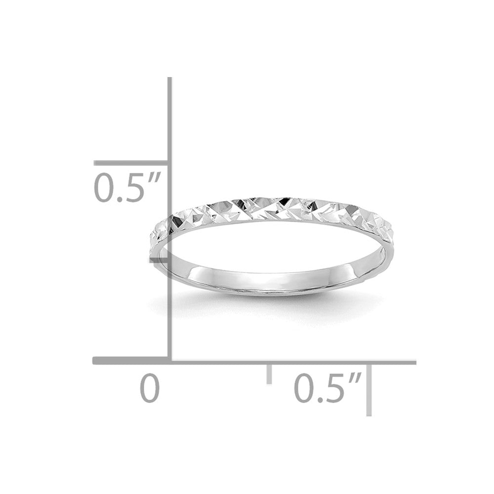 10K White Gold Diamond-cut Design 1mm Flat Band Size 3 Baby / Childs Ring