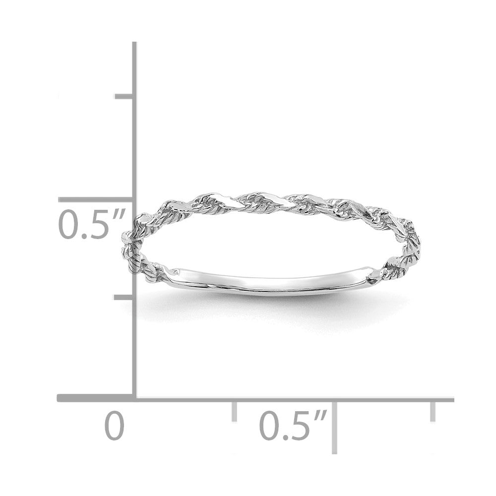 10K White Gold Diamond-cut Textured 2mm Rope Band Ring