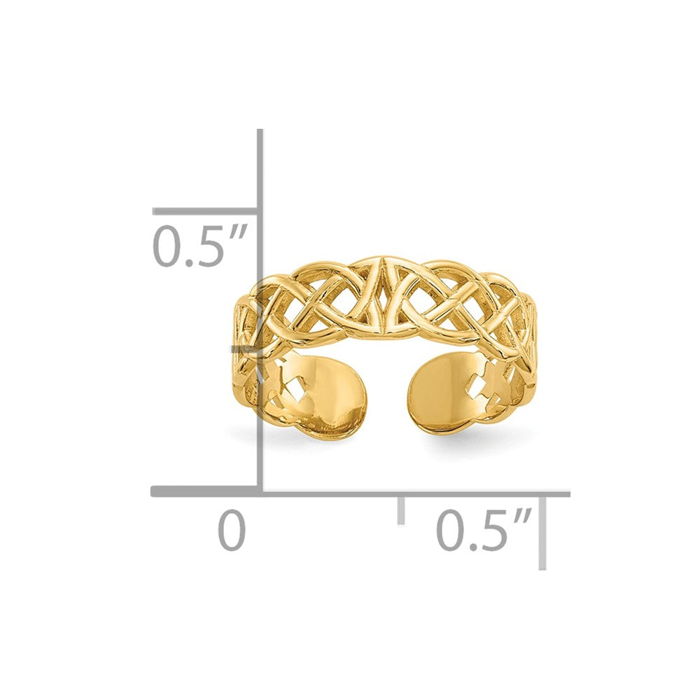 10K Polished Celtic Knot Design Toe Ring