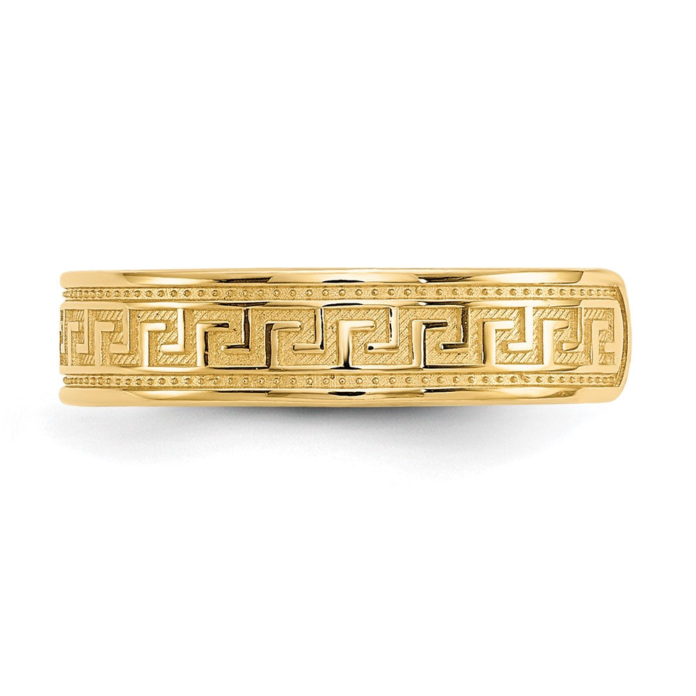 10K Greek Key 4mm Flat Toe Ring