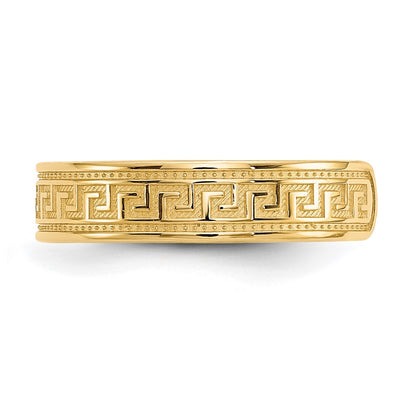10K Greek Key 4mm Flat Toe Ring