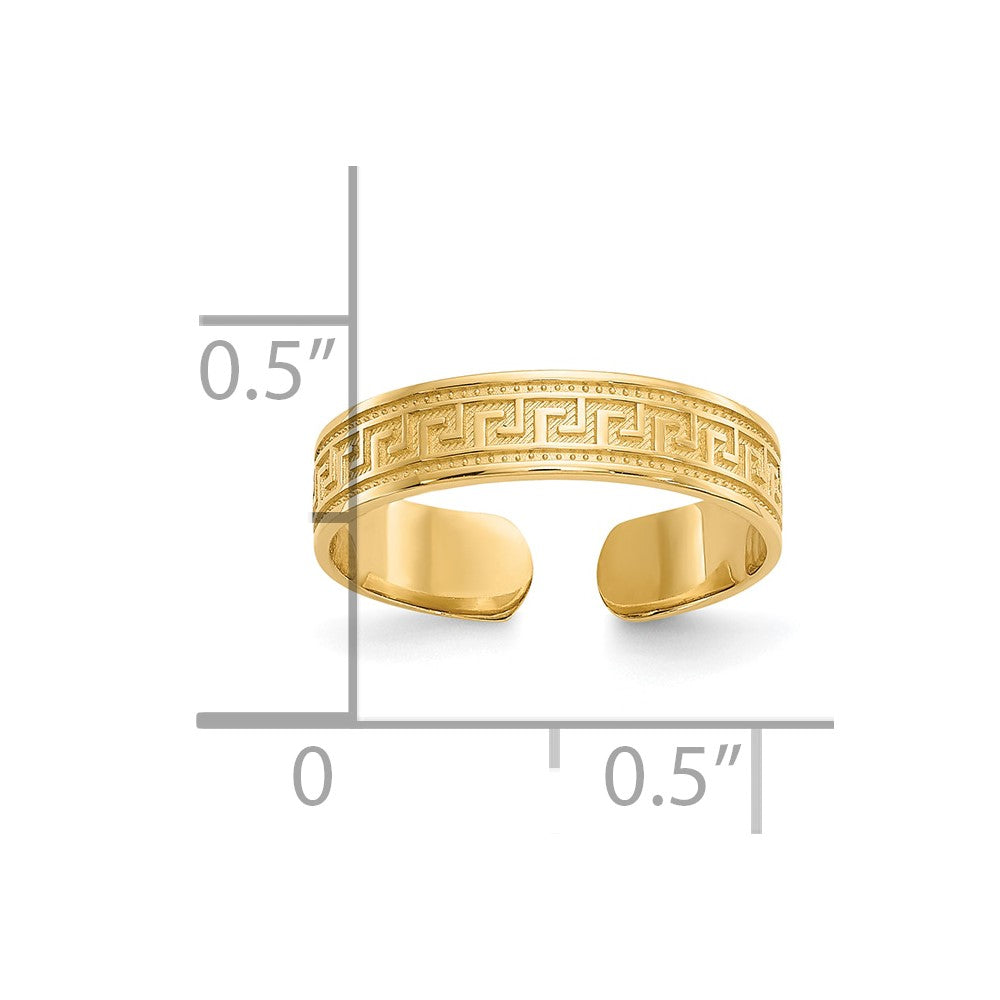 10K Greek Key 4mm Flat Toe Ring