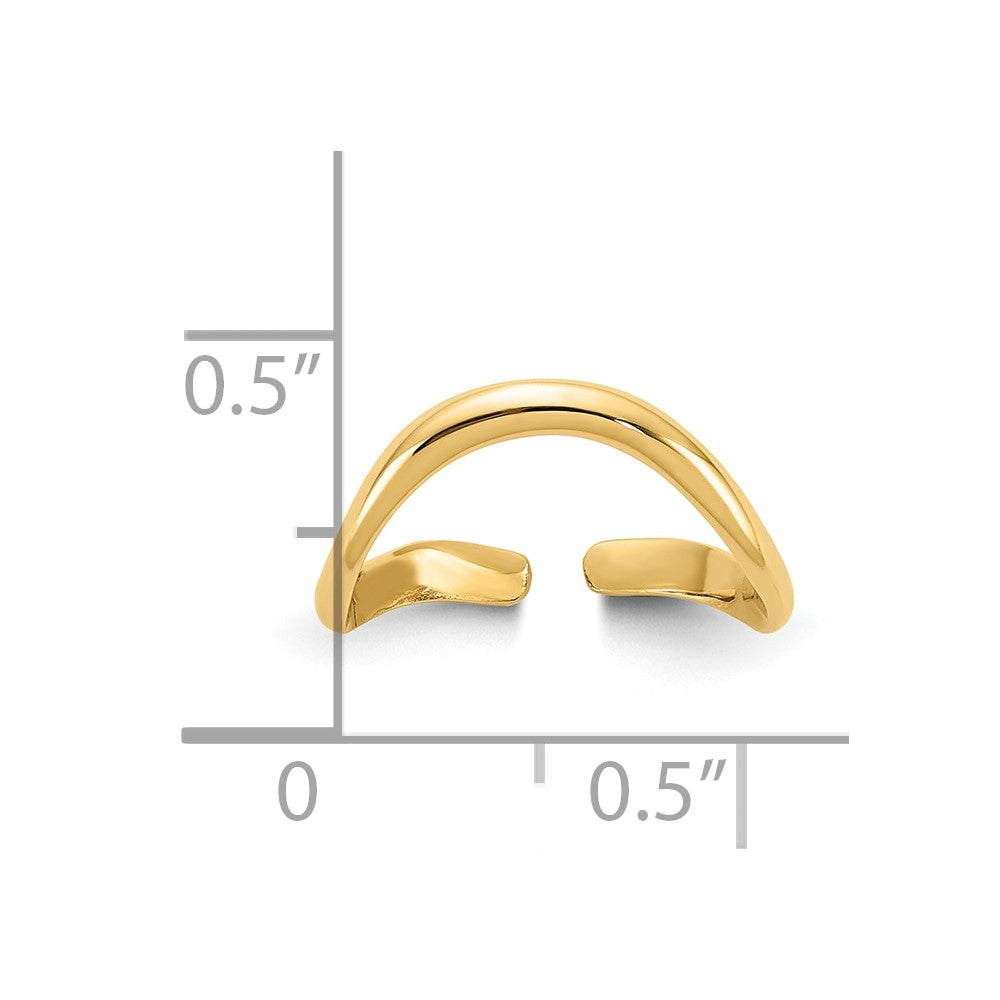 10k Polished 2mm Curved Toe Ring