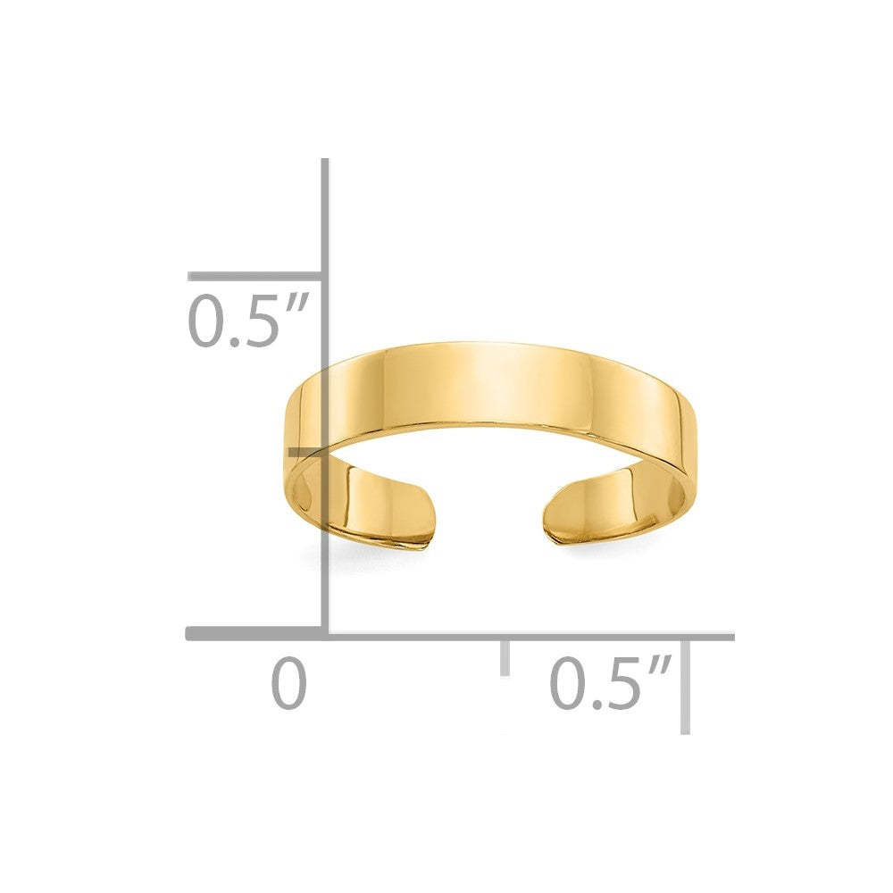 10K Adjustable Polished 3mm Flat Band Toe Ring