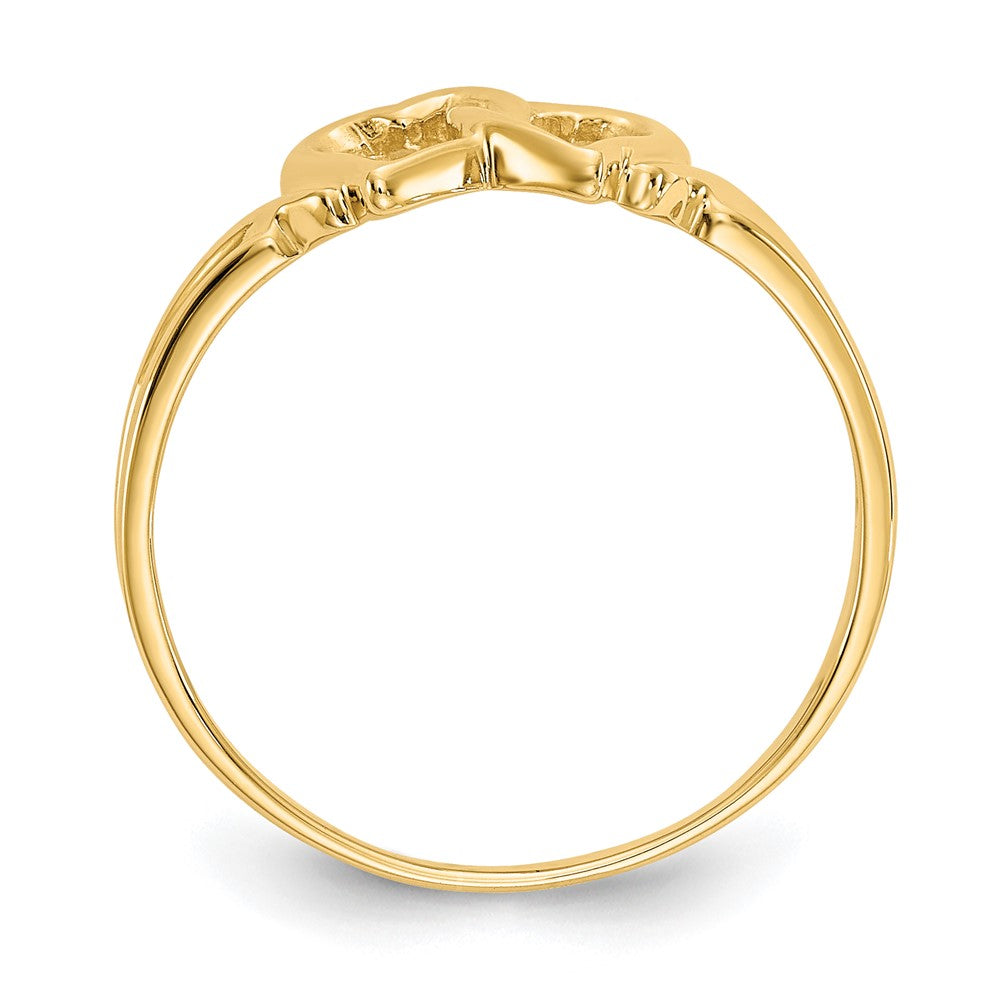 10K Polished Double Heart Ring