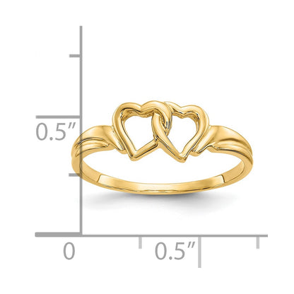 10K Polished Double Heart Ring