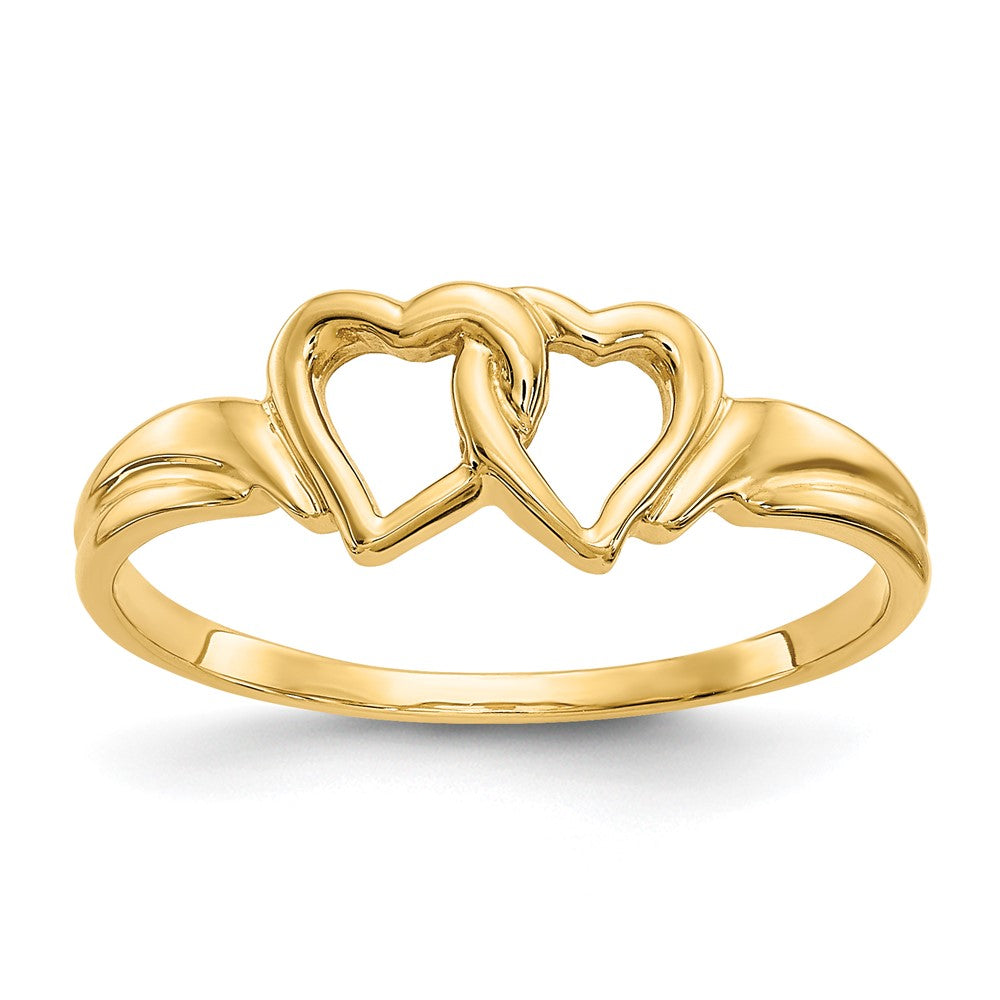 10K Polished Double Heart Ring