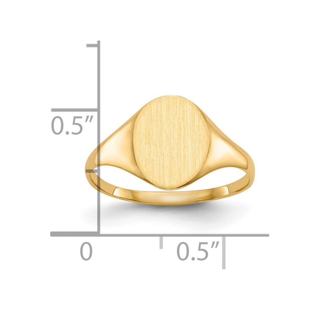 10k 10.0x8.5mm Oval Closed Back Signet Ring