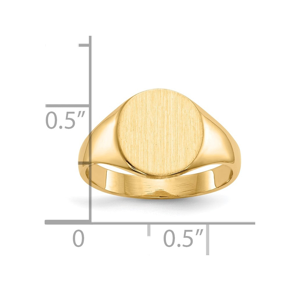 10k 9.5x10.0mm Round Closed Back Signet Ring