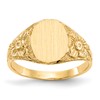 10k 10.0x8.0mm Oval Floral Closed Back Signet Ring