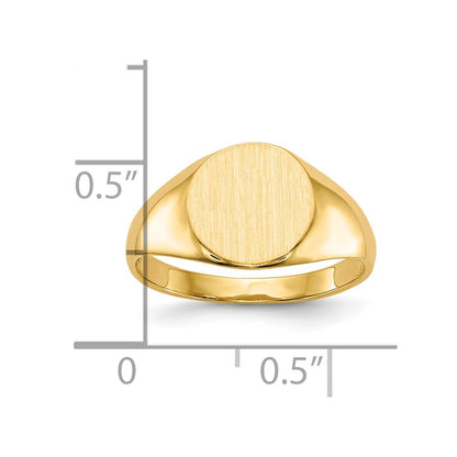 10k 8.5x9.5mm Oval Closed Back Signet Ring