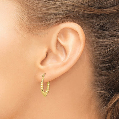 10k Polished Hollow Scalloped Heart Hoop Earrings