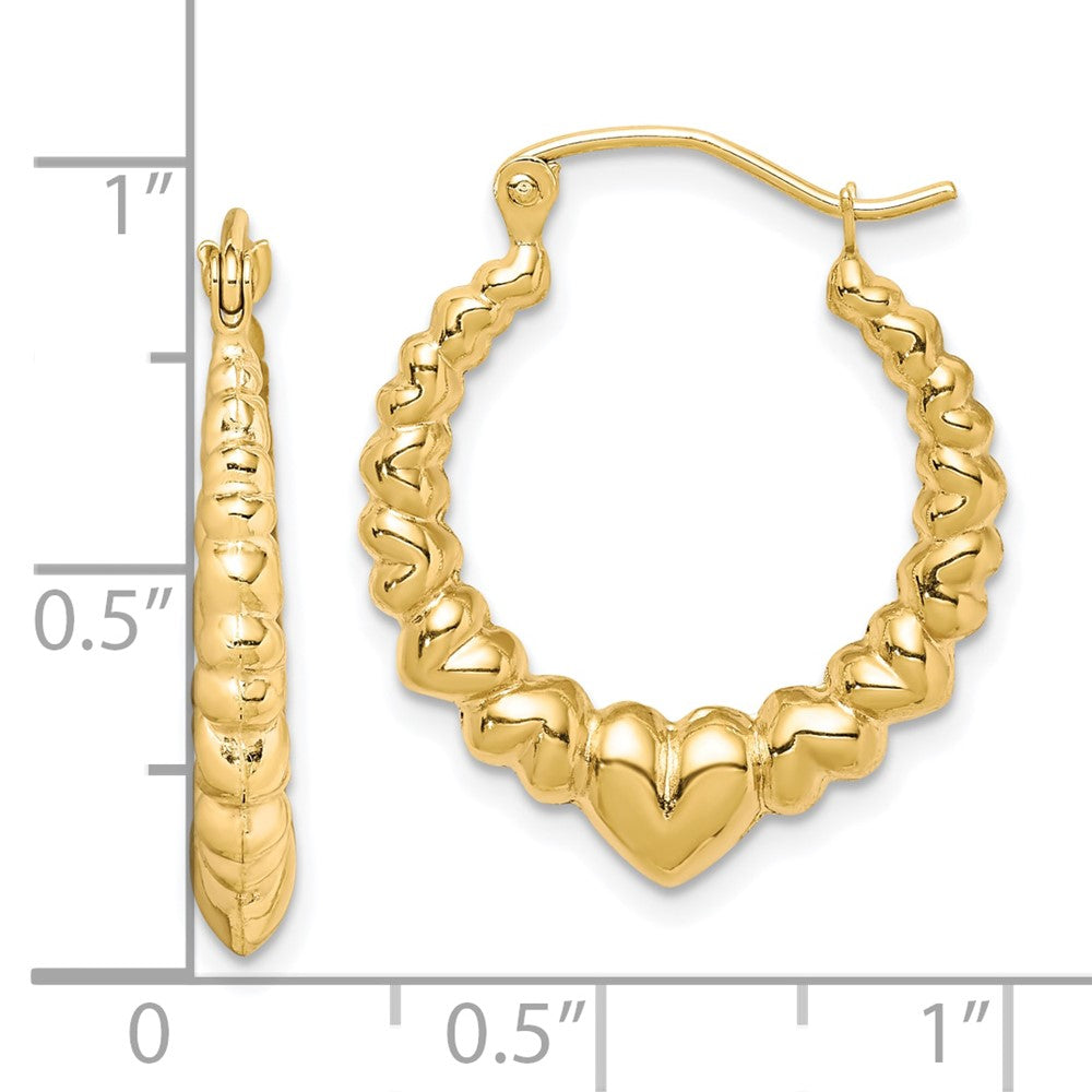 10k Polished Hollow Scalloped Heart Hoop Earrings