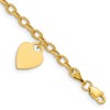 10k Engravable 14x10mm Solid Dangle Heart Charm and Hollow Chain 6 inch Baby/Child Bracelet