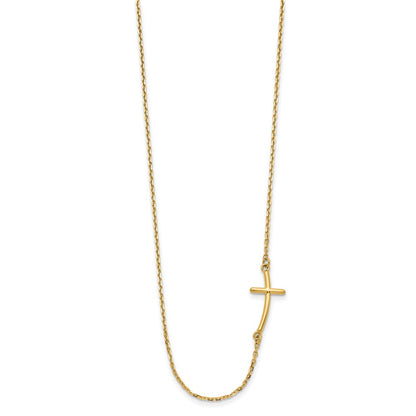 10k Small Sideways Curved Cross 19 inch Necklace
