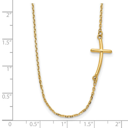 10k Small Sideways Curved Cross 19 inch Necklace