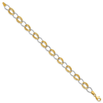 10K Two-Tone 8mm Polished Open Curb Link 7.5 inch Bracelet