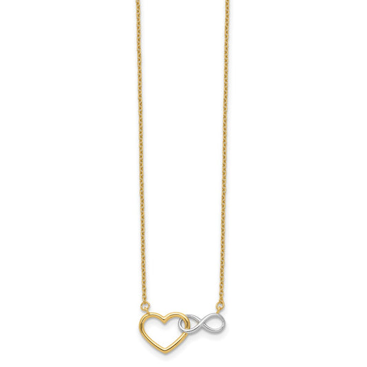 10k and White Rhodium Heart Intertwined with Infinity Symbol 17 inch Necklace